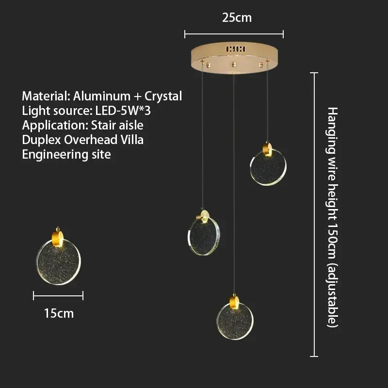 Starry Sky Crystal LED Staircase Chandeliers