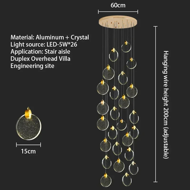 Starry Sky Crystal LED Staircase Chandeliers