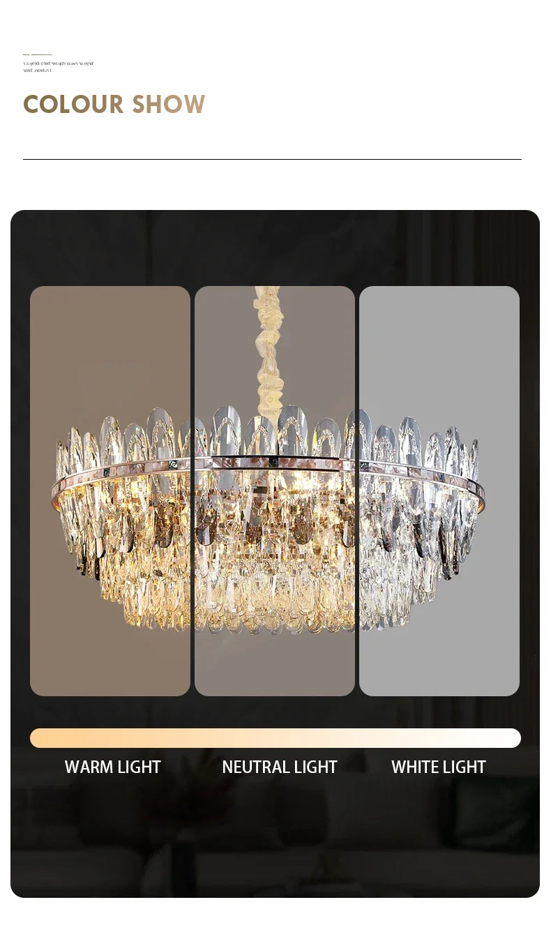 Niko - Luxury Crystal Chandelier with LED Shell elements for Living Room
