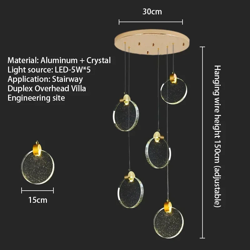 Starry Sky Crystal LED Staircase Chandeliers