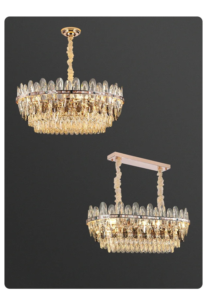 Niko - Luxury Crystal Chandelier with LED Shell elements for Living Room