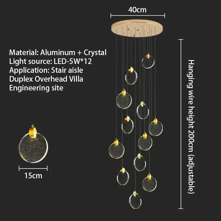 Starry Sky Crystal LED Staircase Chandeliers