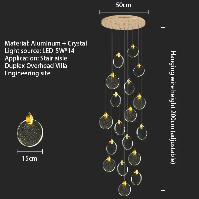 Starry Sky Crystal LED Staircase Chandeliers