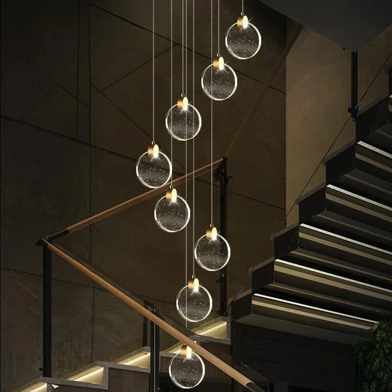 Starry Sky Crystal LED Staircase Chandeliers