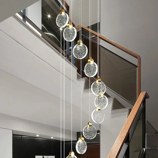 Starry Sky Crystal LED Staircase Chandeliers