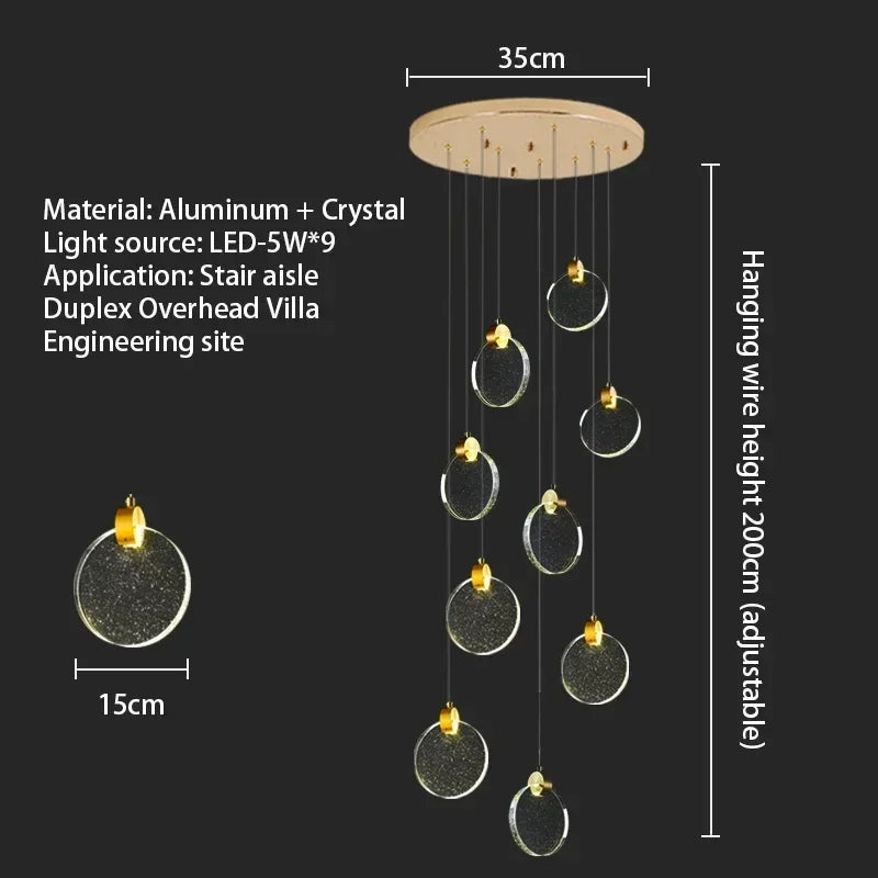 Starry Sky Crystal LED Staircase Chandeliers