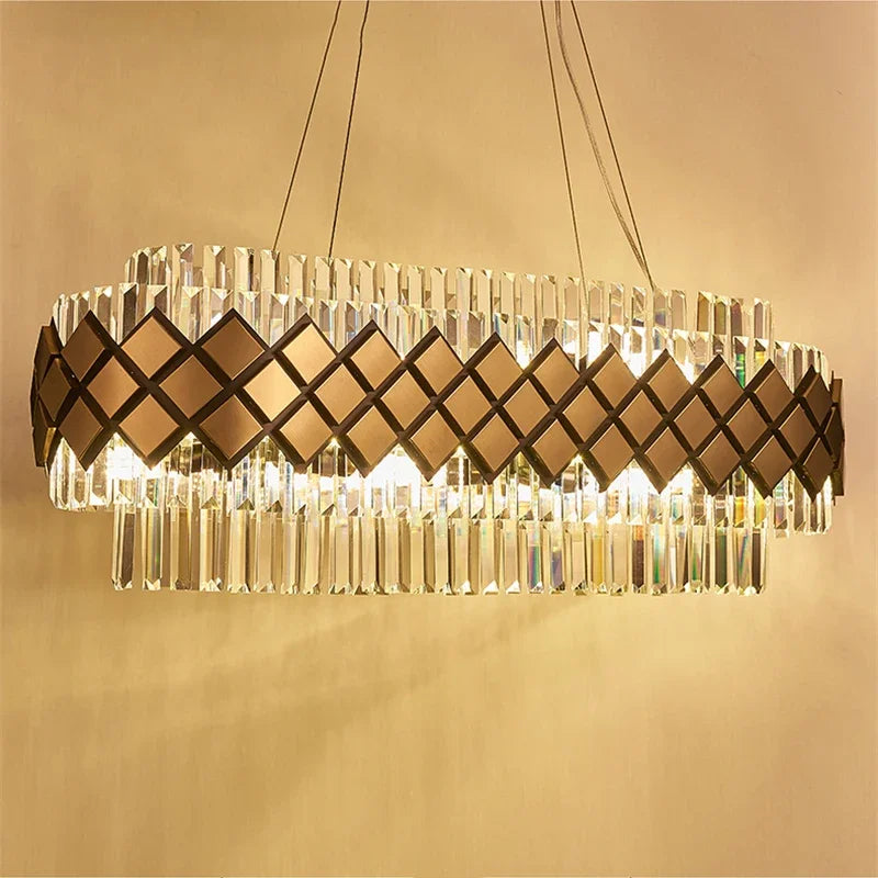 Bella Crystal Gold Rectangular Chandelier