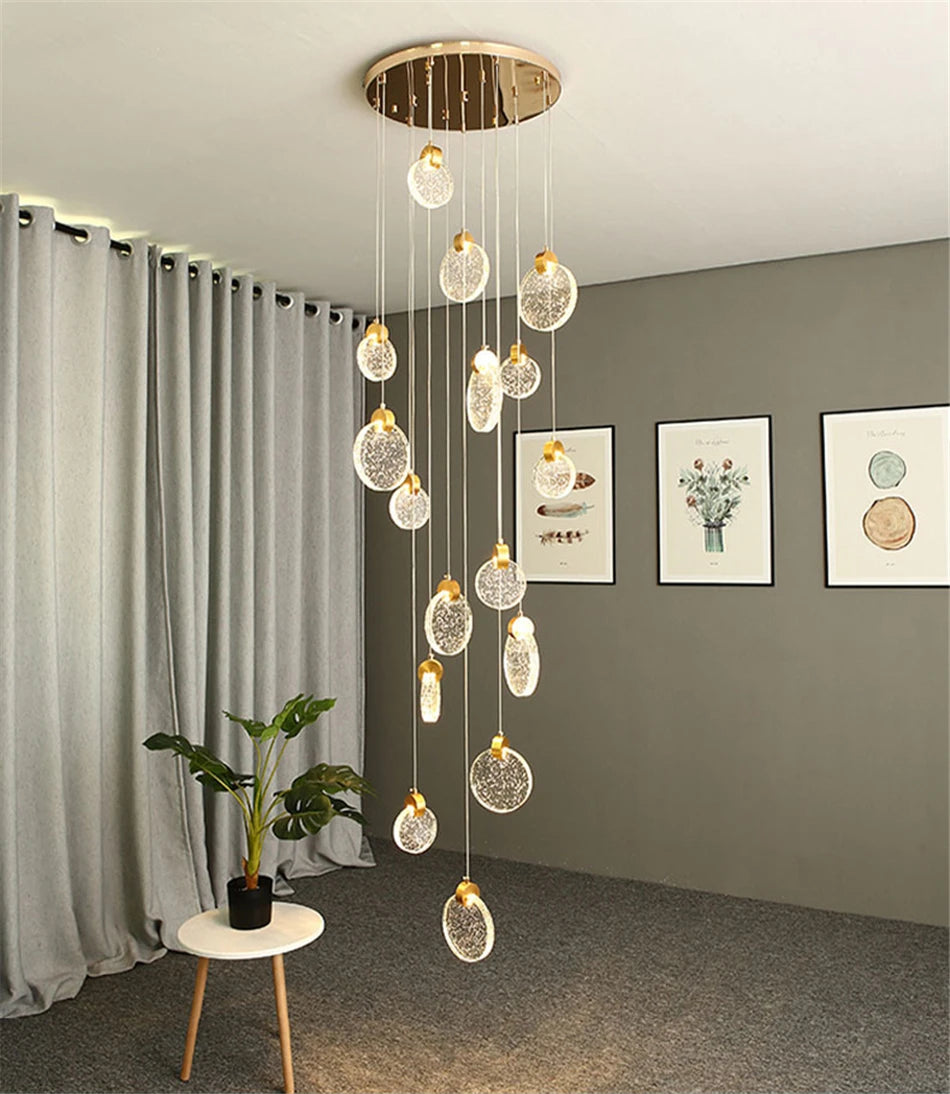 Starry Sky Crystal LED Staircase Chandeliers