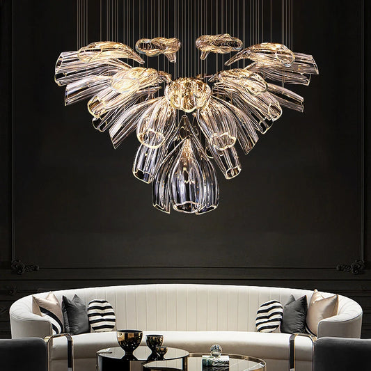 Large Glass Flower Chandelier for Living Room