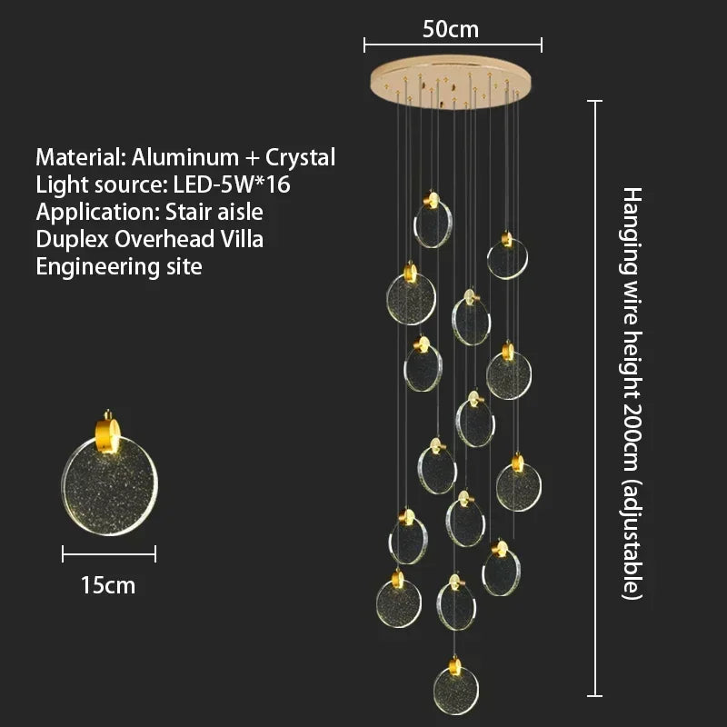 Starry Sky Crystal LED Staircase Chandeliers