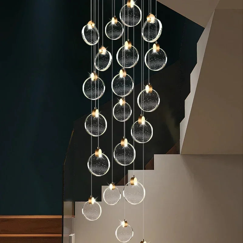 Starry Sky Crystal LED Staircase Chandeliers