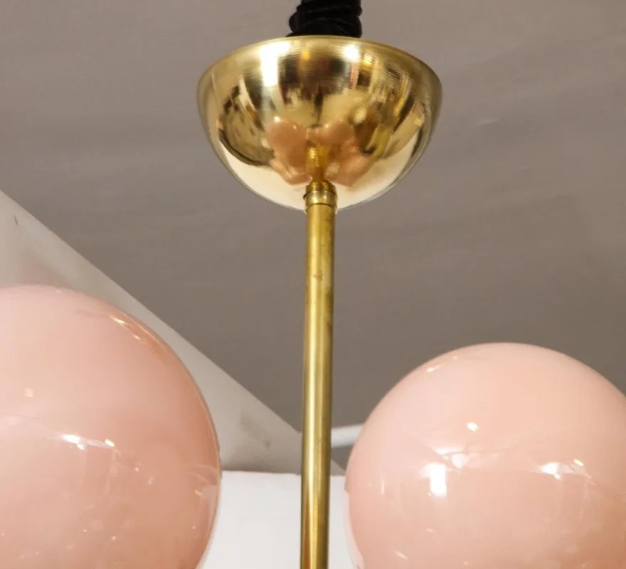Art Deco Pink Bubbles Glass Chandelier
