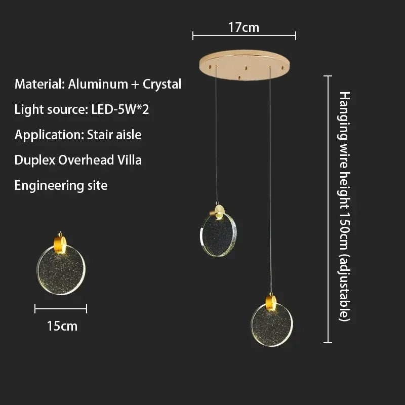 Starry Sky Crystal LED Staircase Chandeliers