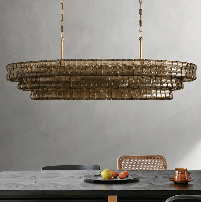 Vintage French bright glass chandelier