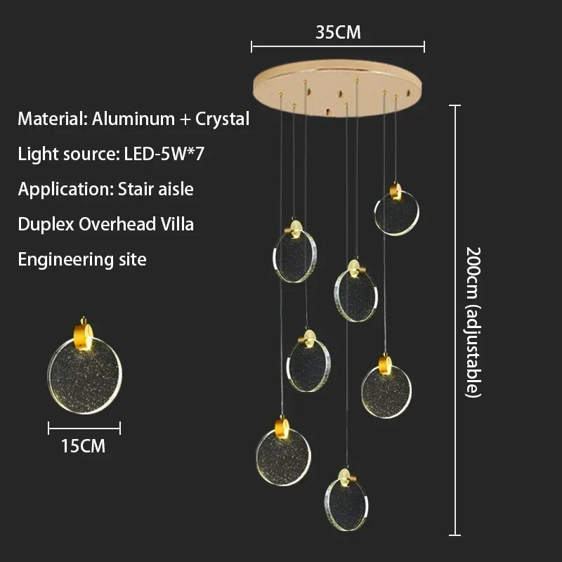 Starry Sky Crystal LED Staircase Chandeliers