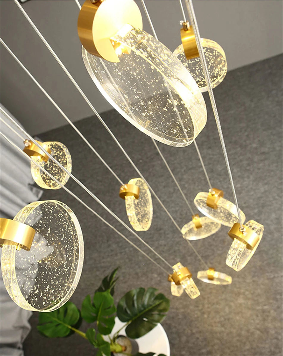 Starry Sky Crystal LED Staircase Chandeliers