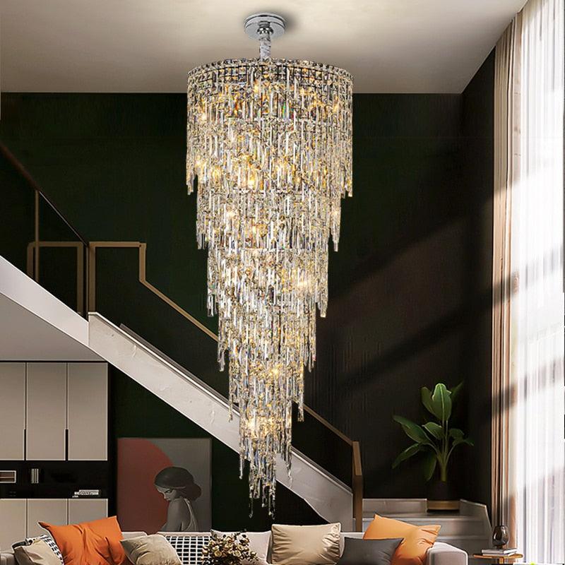 Adena Led Crystal Round Stair Chandelier - Creating Coziness