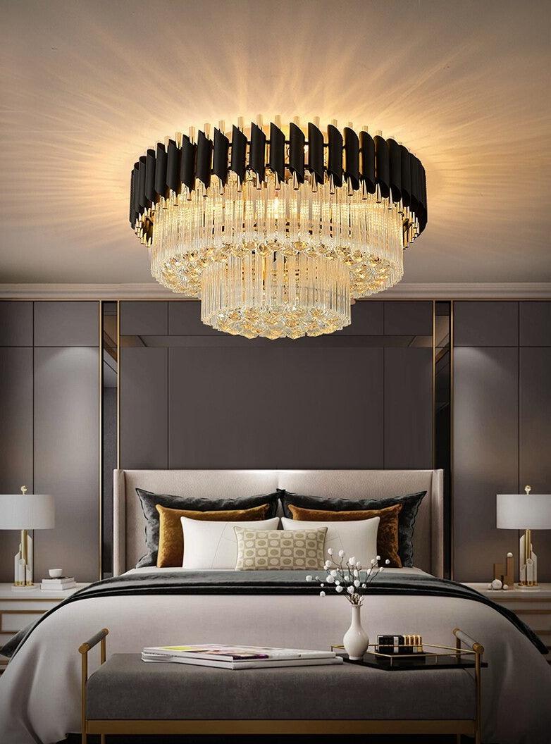 Aryk - Black Round Crystal Chandelier - Creating Coziness
