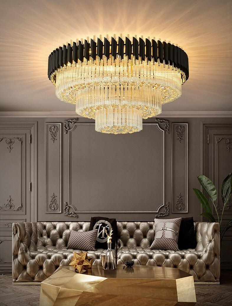 Aryk - Black Round Crystal Chandelier - Creating Coziness
