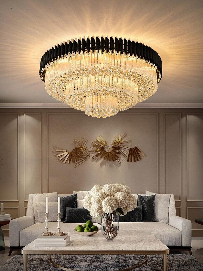 Aryk - Black Round Crystal Chandelier - Creating Coziness