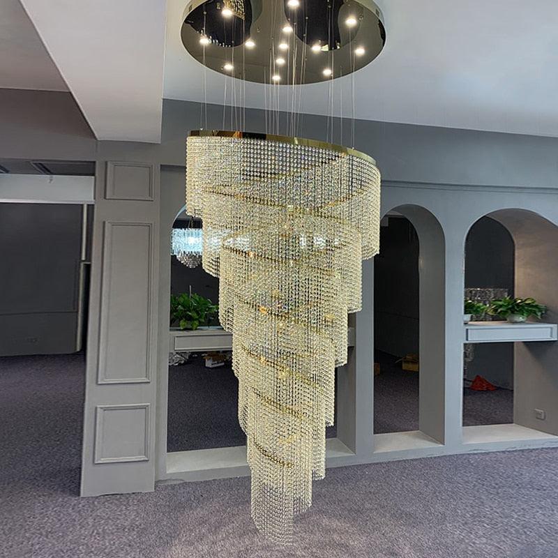 Creative Crystal Staircase Chandelier Spiral Design - Creating Coziness