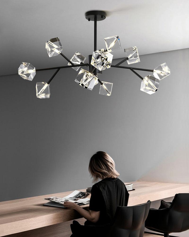 Crystal Cube Black Chandelier - Creating Coziness