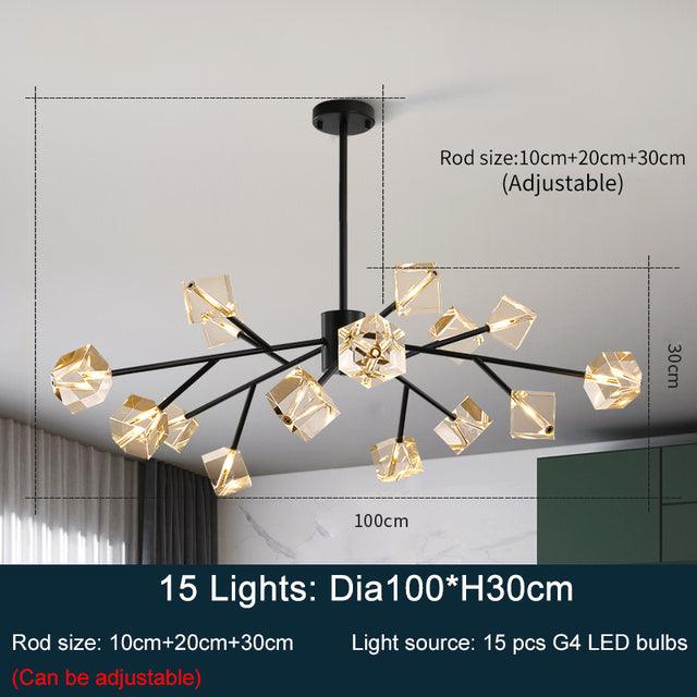 Crystal Cube Black Chandelier - Creating Coziness