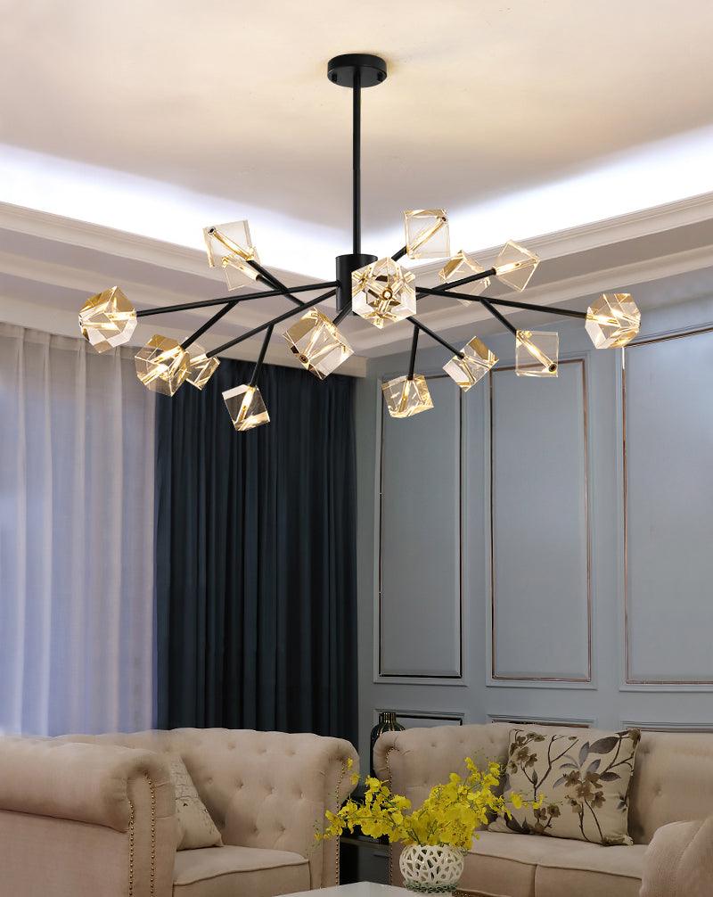 Crystal Cube Black Chandelier - Creating Coziness