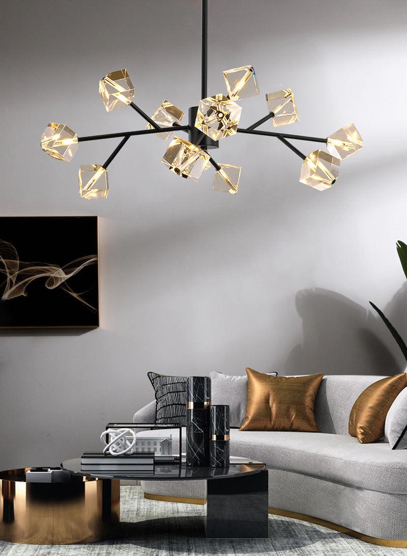 Crystal Cube Black Chandelier - Creating Coziness
