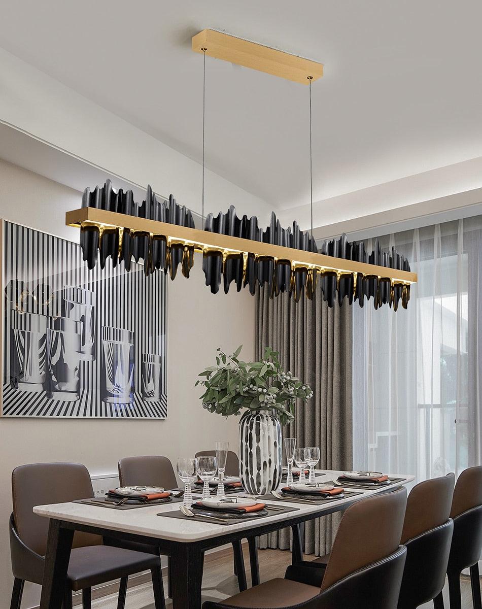 Danielle Modern Drip Wave Gold Bar Chandelier - Creating Coziness