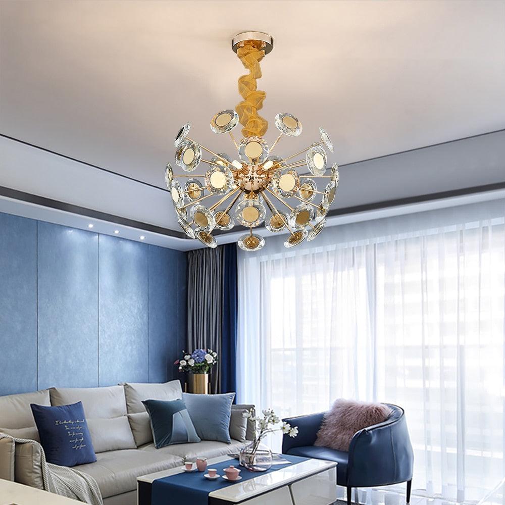 Ellie Round Disc And Crystal Chandelier - Creating Coziness
