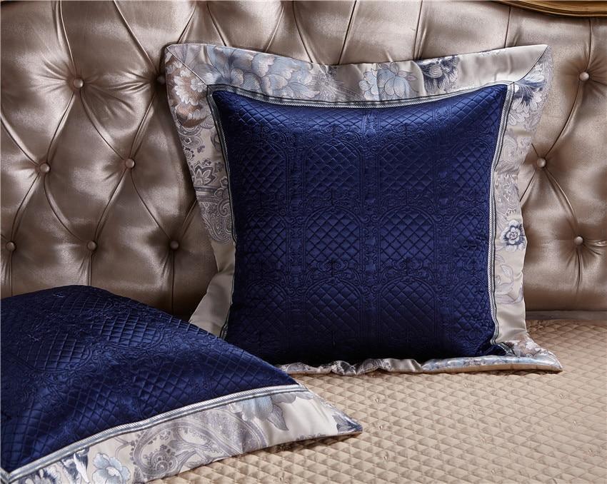 Impero Blue Silver Silk Cotton Jacquard Luxury Chinese Duvet Cover Set - Creating Coziness