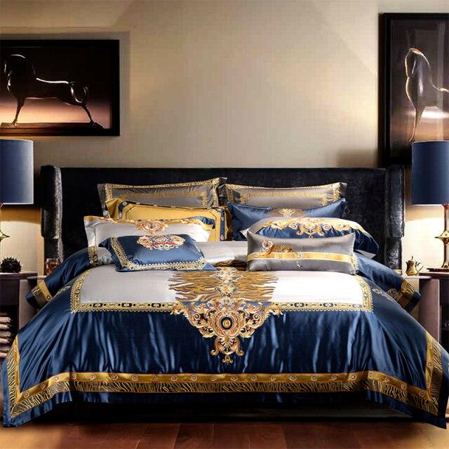 Skyler Opulent Embroidered Satin Duvet Cover Set - Creating Coziness
