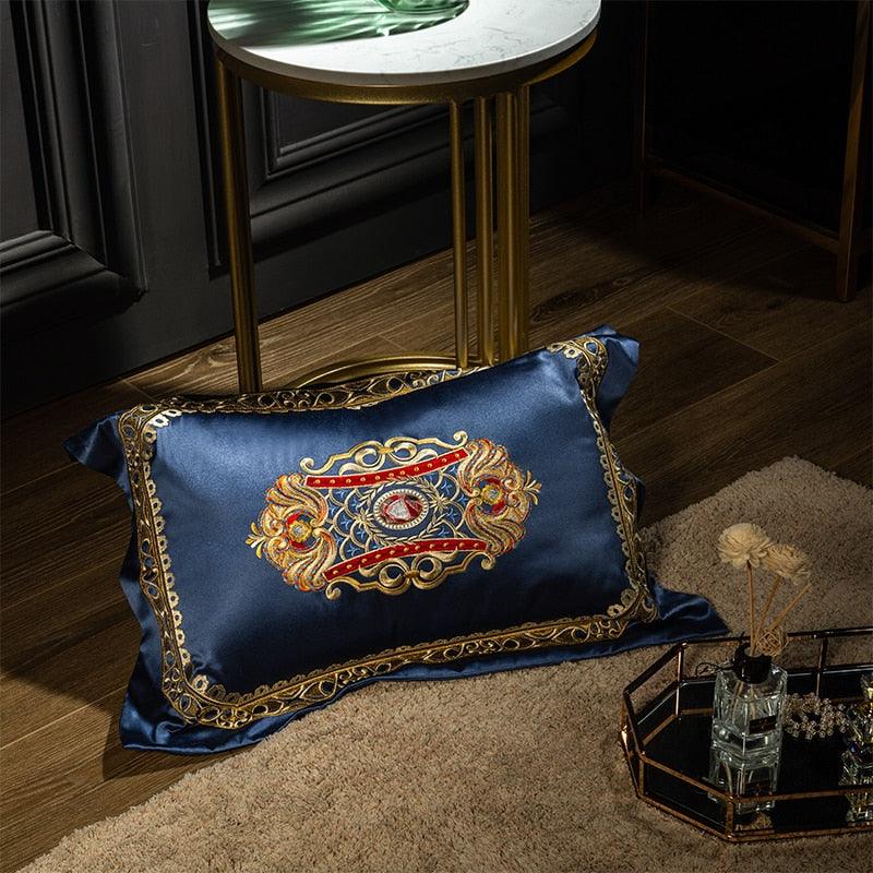 Skyler Opulent Embroidered Satin Duvet Cover Set - Creating Coziness