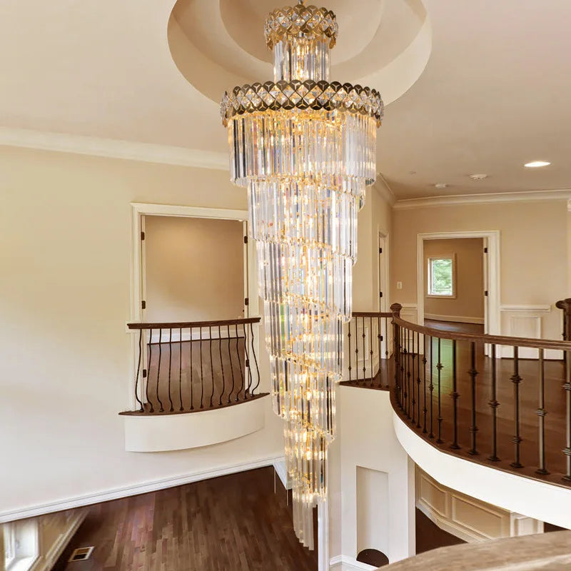 Venice Golden Crystal Chandelier for Staircase Long Villa