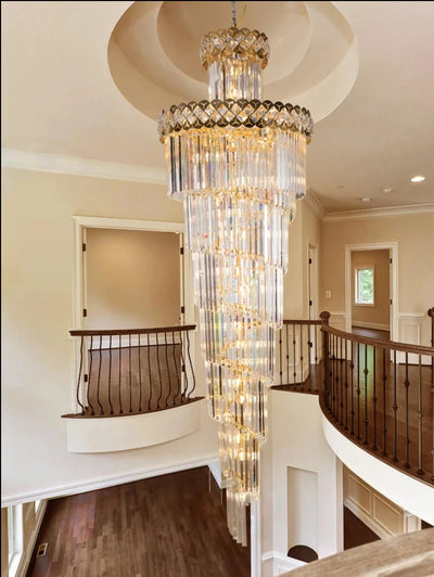 Venice Golden Crystal Chandelier for Staircase Long Villa