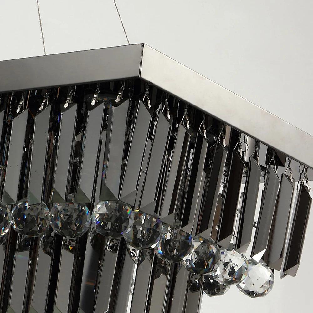 Shiny Black Crystal Chandelier Loft Rectangular