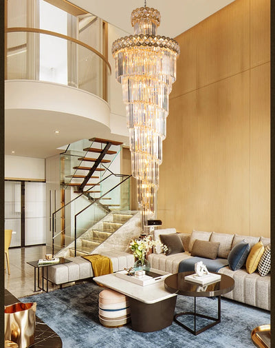 Venice Golden Crystal Chandelier for Staircase Long Villa