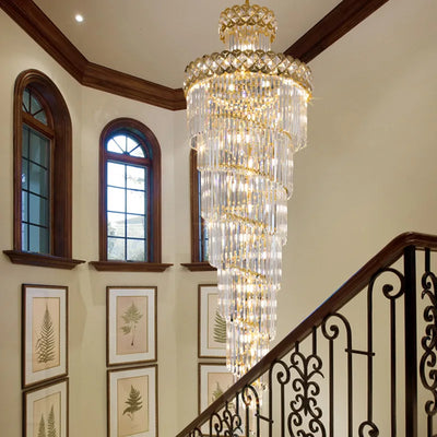 Venice Golden Crystal Chandelier for Staircase Long Villa