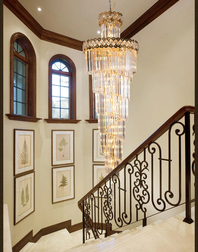 Venice Golden Crystal Chandelier for Staircase Long Villa