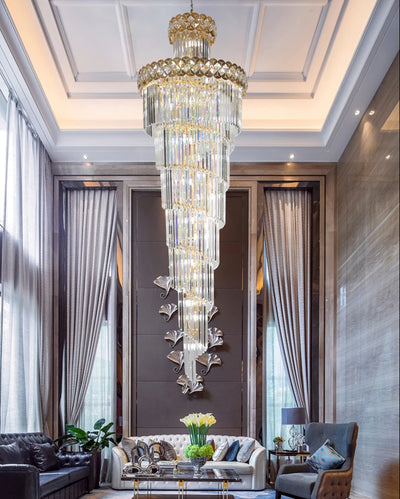 Venice Golden Crystal Chandelier for Staircase Long Villa