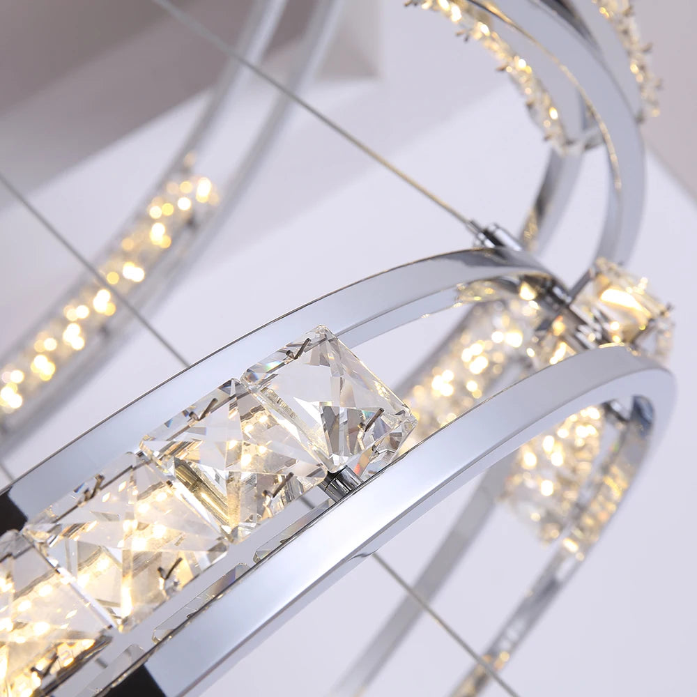 Luxurious LED Chandelier with Cascading Crystal Rings