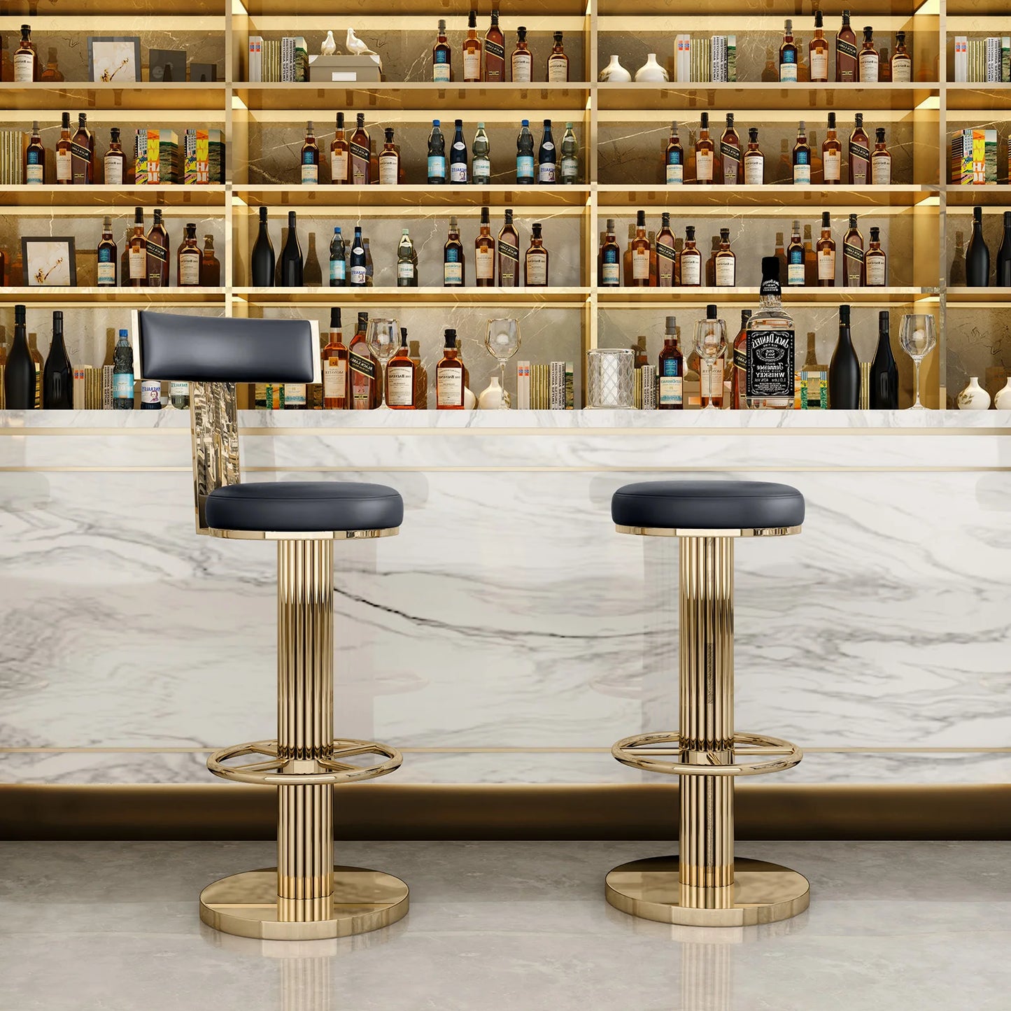 Gold Bar Stools Casablanca Black Seat