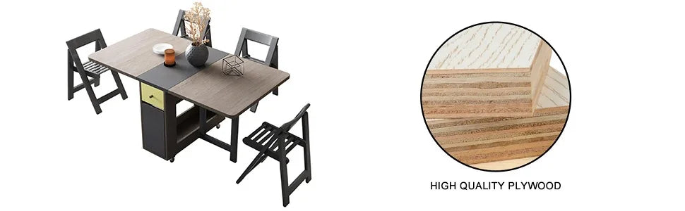 Fashion Folding Dining Table Furniture Multifunctional Rectangle Foldable Dining Table Folding Chairs