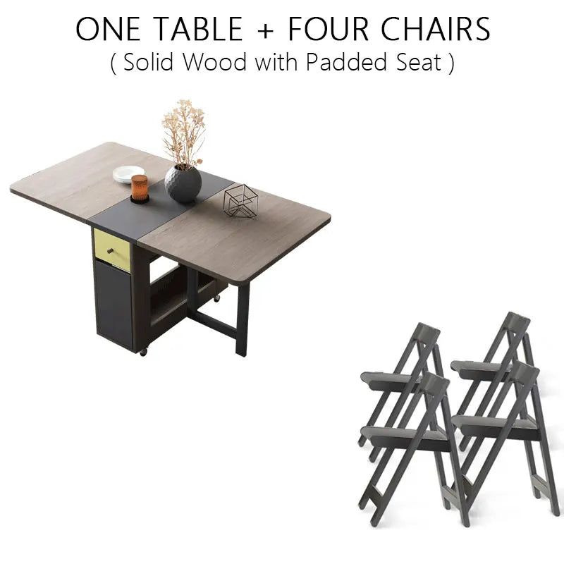 Fashion Folding Dining Table Furniture Multifunctional Rectangle Foldable Dining Table Folding Chairs