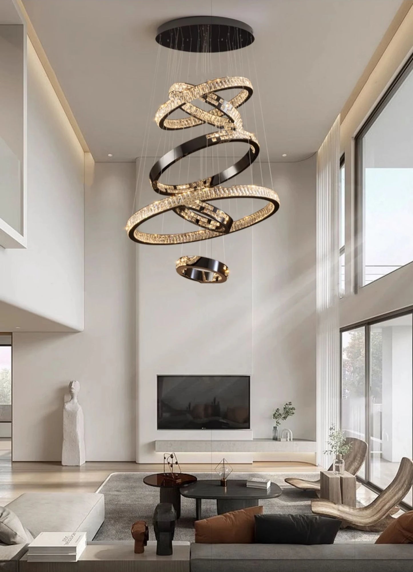 Luxury Crystal LED Ring Chandelier