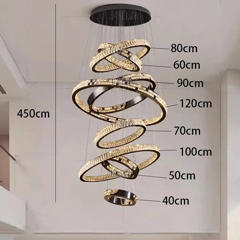 Luxury Crystal LED Ring Chandelier