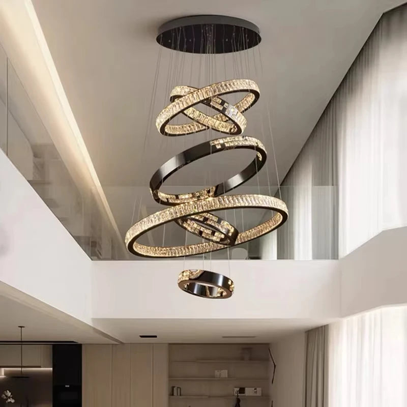 Luxury Crystal LED Ring Chandelier