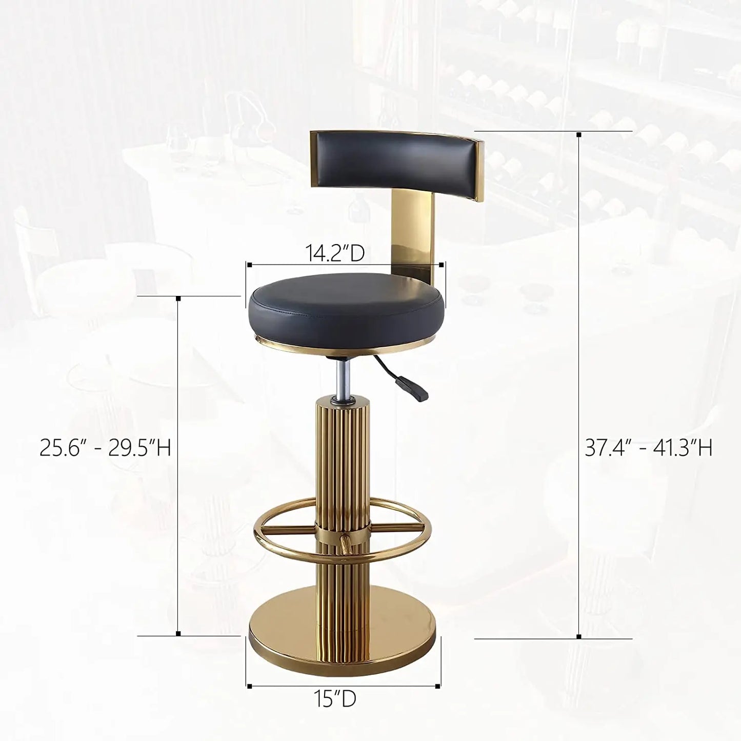 Gold Bar Stools Casablanca Black Seat