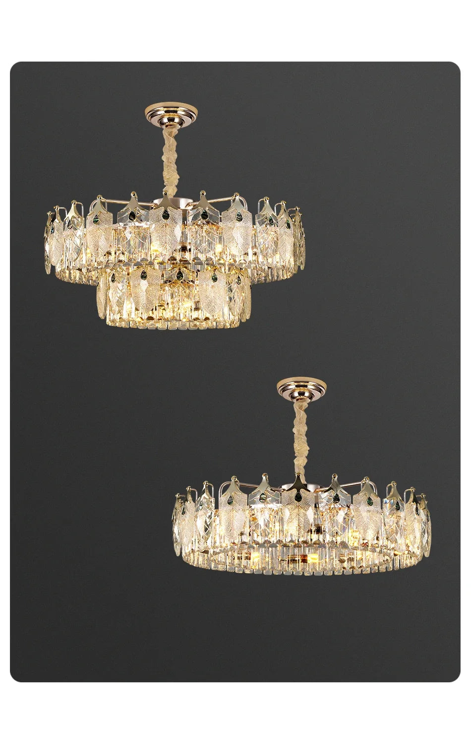 Royal Gold Luxury Led Crystal Chandelier